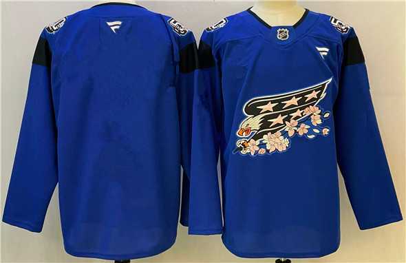 Men%27s Washington Capitals Blank Blue Cherry Blossom Stitched Jersey